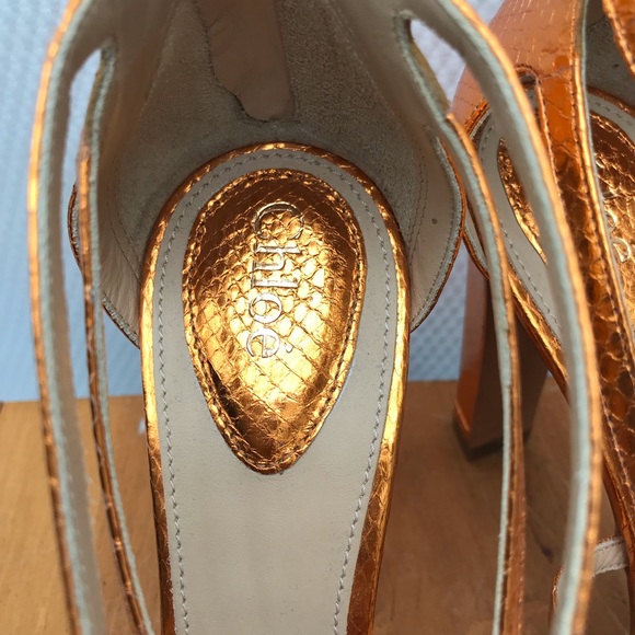 Chloe, size 39.5, leather heeled sandal, copper - Picture 4 of 5